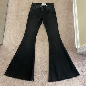 Free people low rise bell bottom faded black jeans